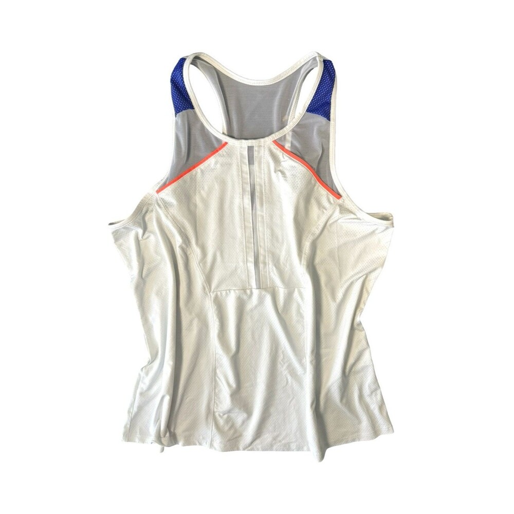 Lucky in Love White Racerback Tennis Tank XL Mesh Performance Athletic Top